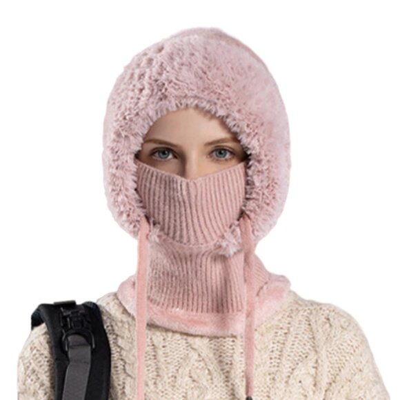 Knitted Balaclava Beanie Scarf Mask 4-in-1 Winter Hat Windproof Chic main image 5